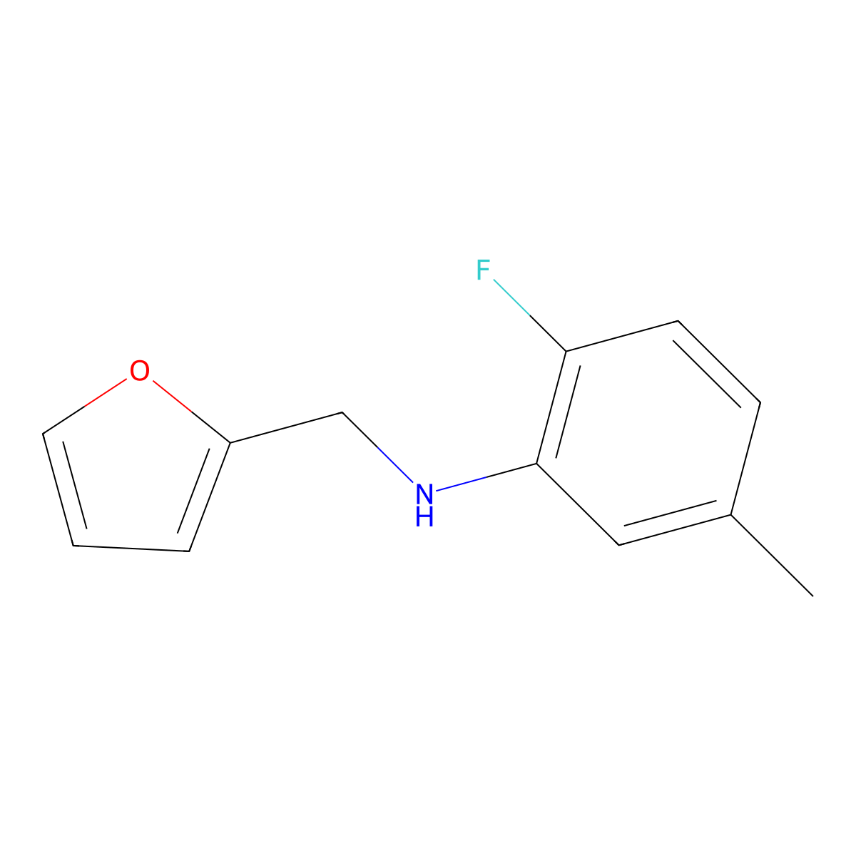 2-fluoro-N-(furan-2-ylmethyl)-5-methylaniline molecular structure, CAS 1092304-93-2