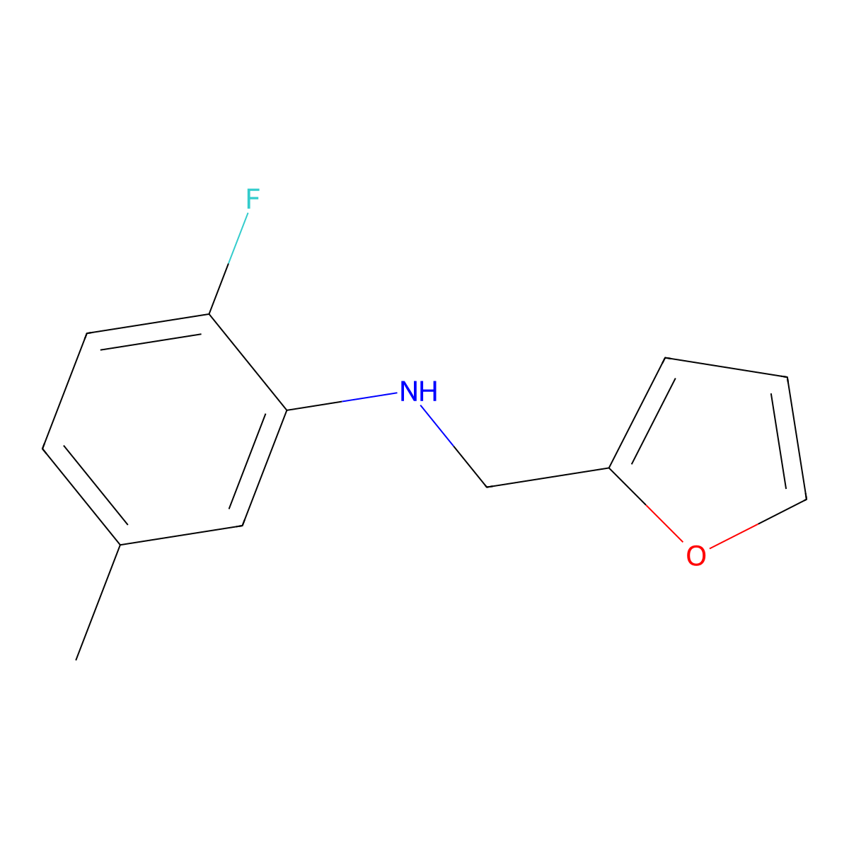 2-fluoro-N-(furan-2-ylmethyl)-5-methylaniline molecular structure, CAS 1092304-93-2