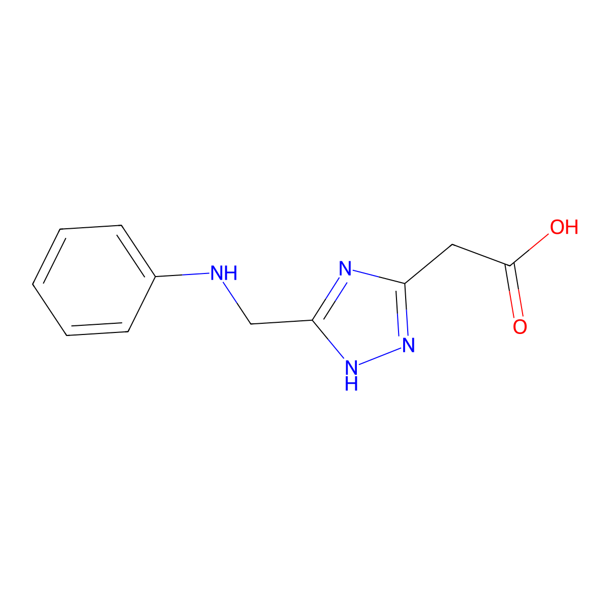 2-(3-((phenylamino)methyl)-1H-1,2,4-triazol-5-yl)acetic acid molecular structure, CAS 1092305-39-9