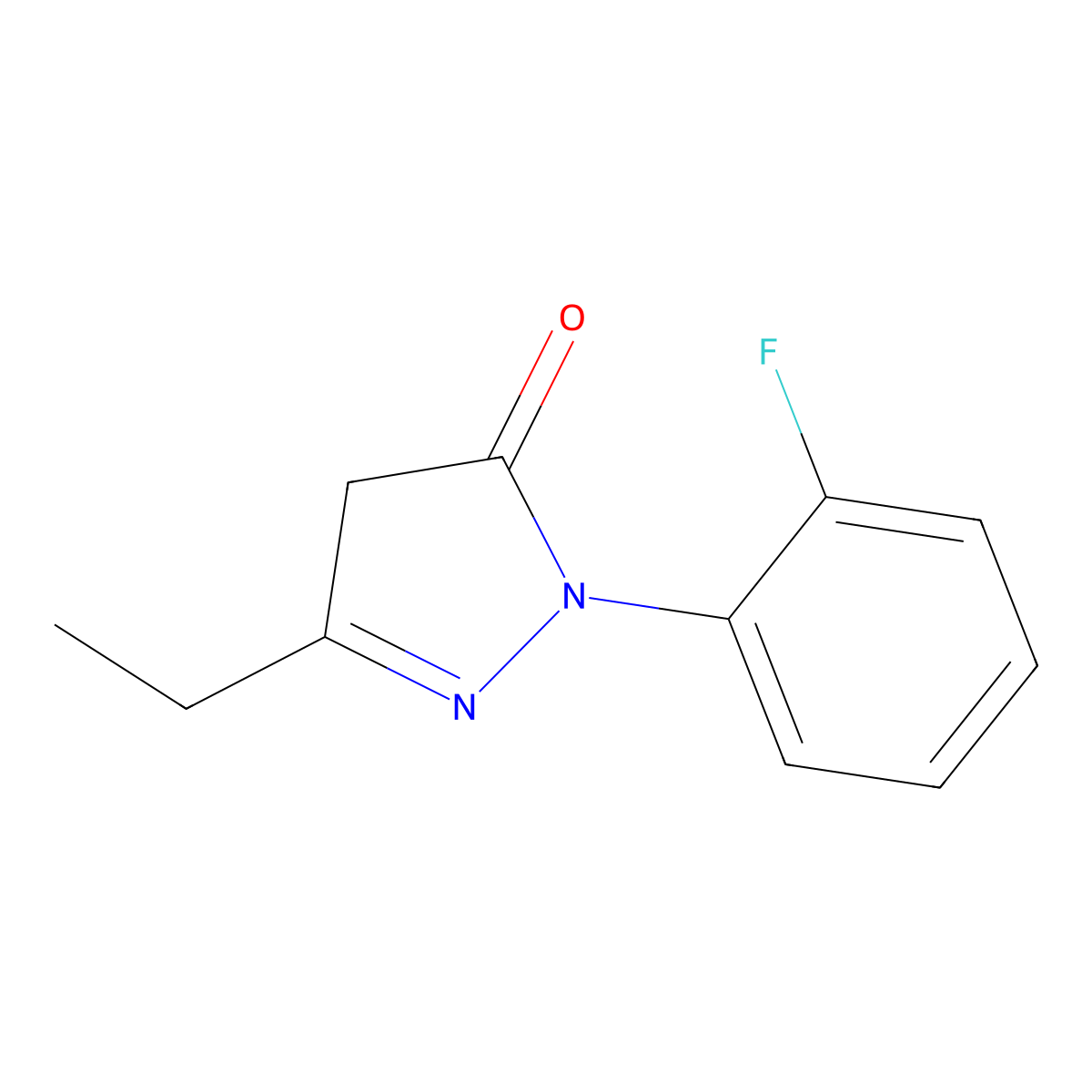 3-Ethyl-1-(2-fluorophenyl)-4,5-dihydro-1H-pyrazol-5-one molecular structure, CAS 1092305-53-7