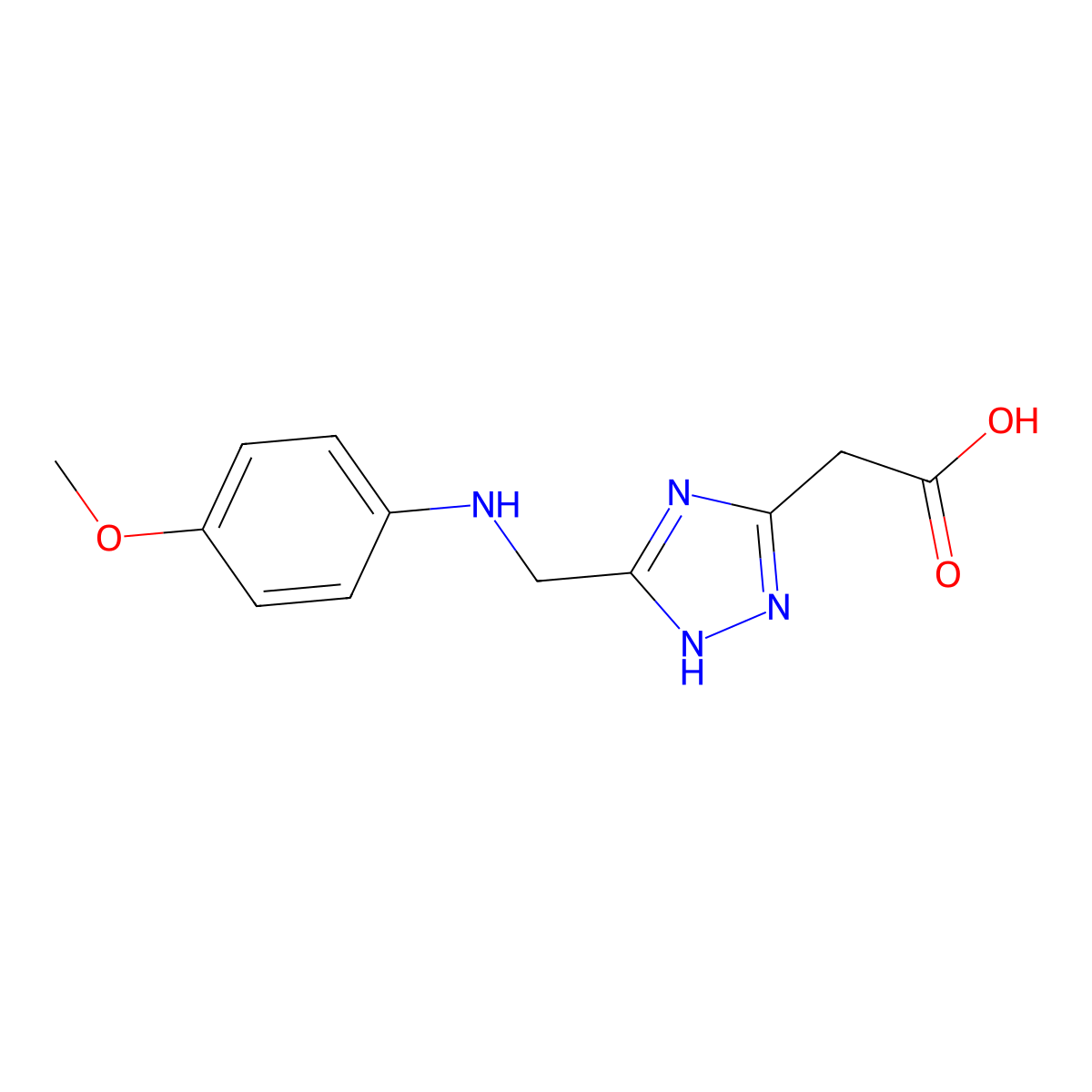 (5-{[(4-methoxyphenyl)amino]methyl}-4H-1,2,4-triazol-3-yl)acetic acid molecular structure, CAS 1092305-54-8