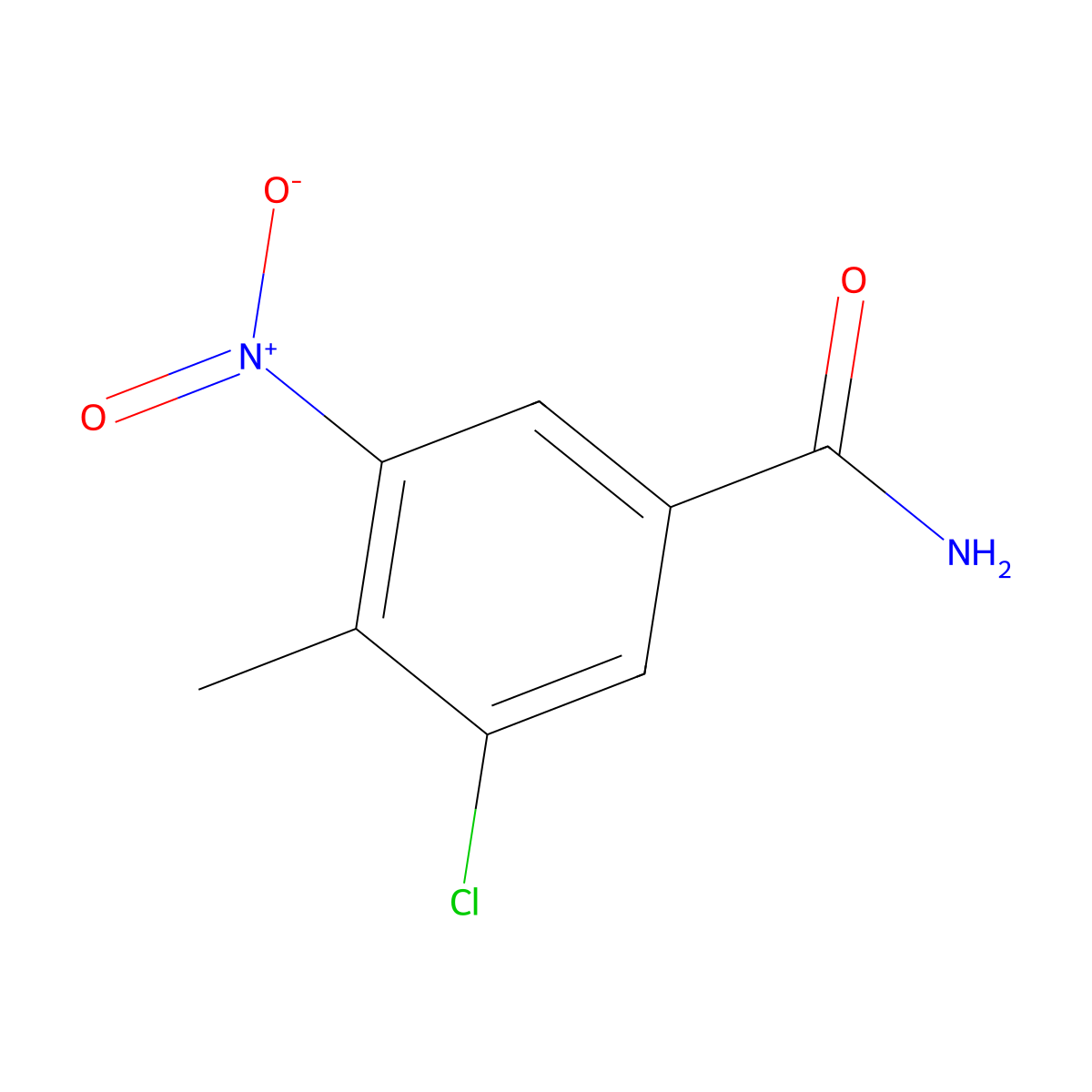 3-Chloro-4-methyl-5-nitrobenzamide molecular structure, CAS 1092307-16-8