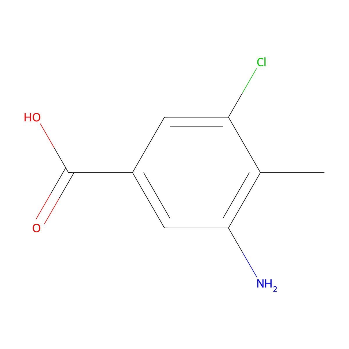3-Amino-5-chloro-4-methylbenzoic acid molecular structure, CAS 1092307-34-0