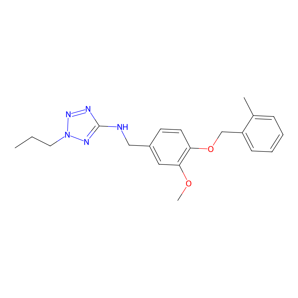 N-{3-methoxy-4-[(2-methylbenzyl)oxy]benzyl}-2-propyl-2H-tetrazol-5-amine molecular structure, CAS 1092307-41-9