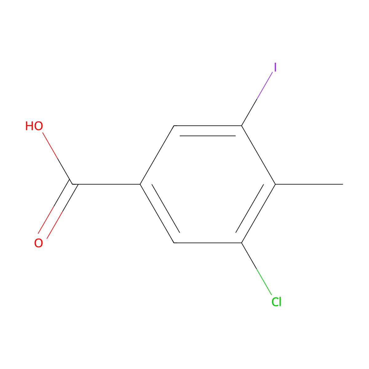 3-Chloro-5-iodo-4-methylbenzoic acid molecular structure, CAS 1092307-52-2