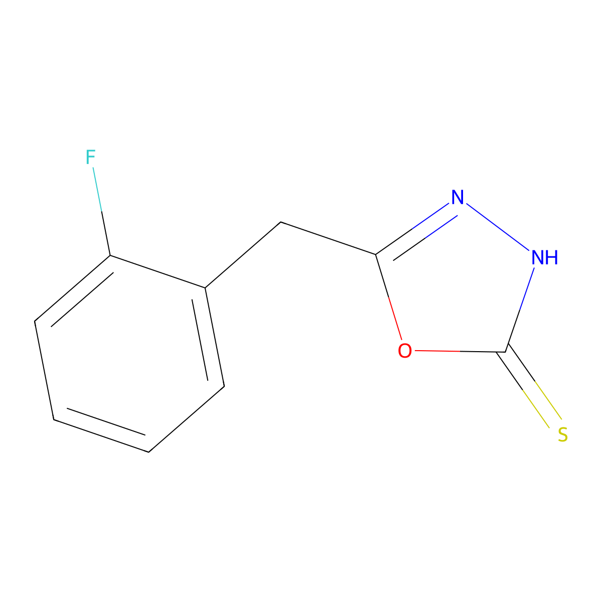 5-[(2-Fluorophenyl)methyl]-1,3,4-oxadiazole-2-thiol molecular structure, CAS 1092307-62-4