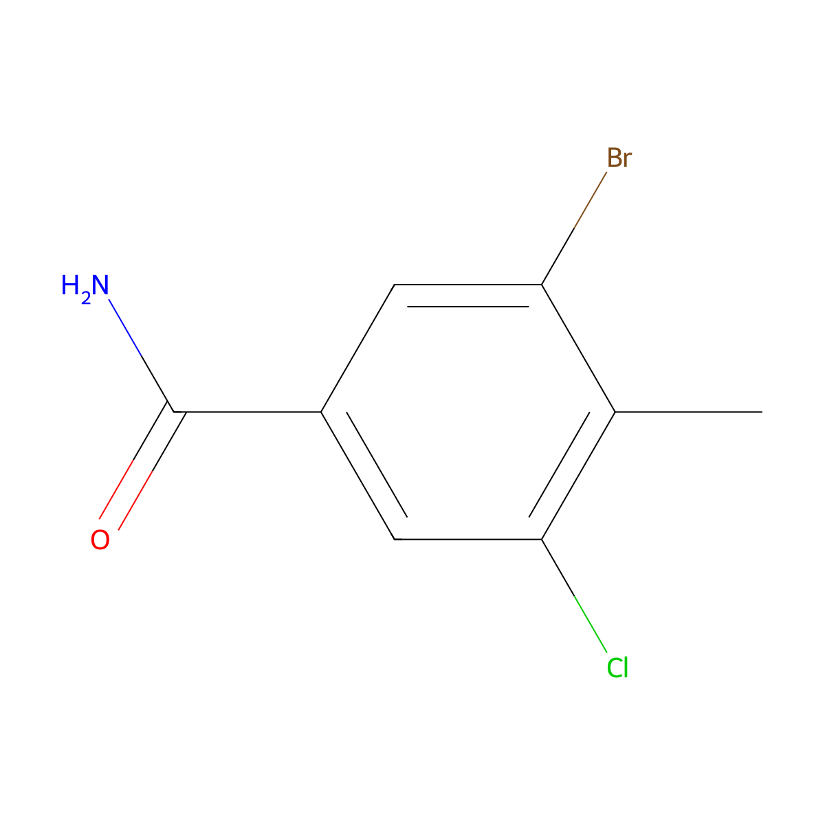 3-Bromo-5-chloro-4-methylbenzamide molecular structure, CAS 1092307-76-0