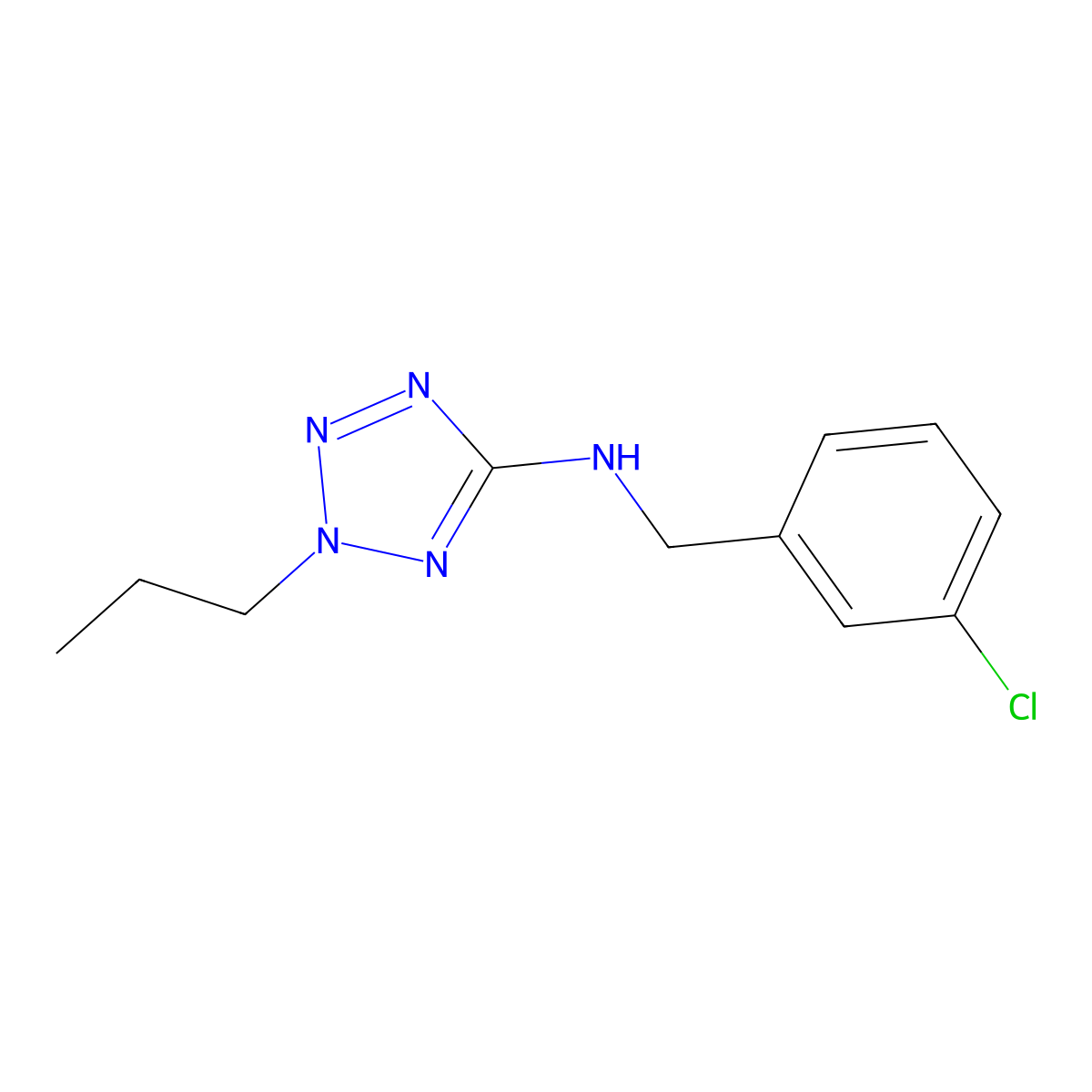 N-(3-chlorobenzyl)-2-propyl-2H-tetrazol-5-amine molecular structure, CAS 1092307-77-1