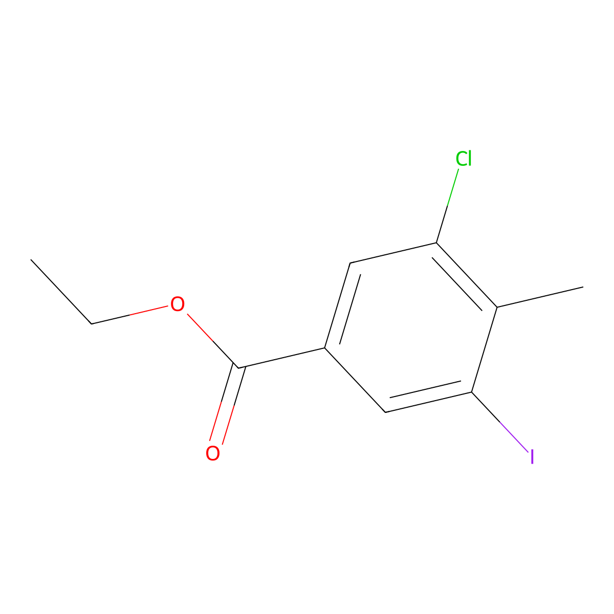 Ethyl 3-chloro-5-iodo-4-methylbenzoate molecular structure, CAS 1092307-91-9