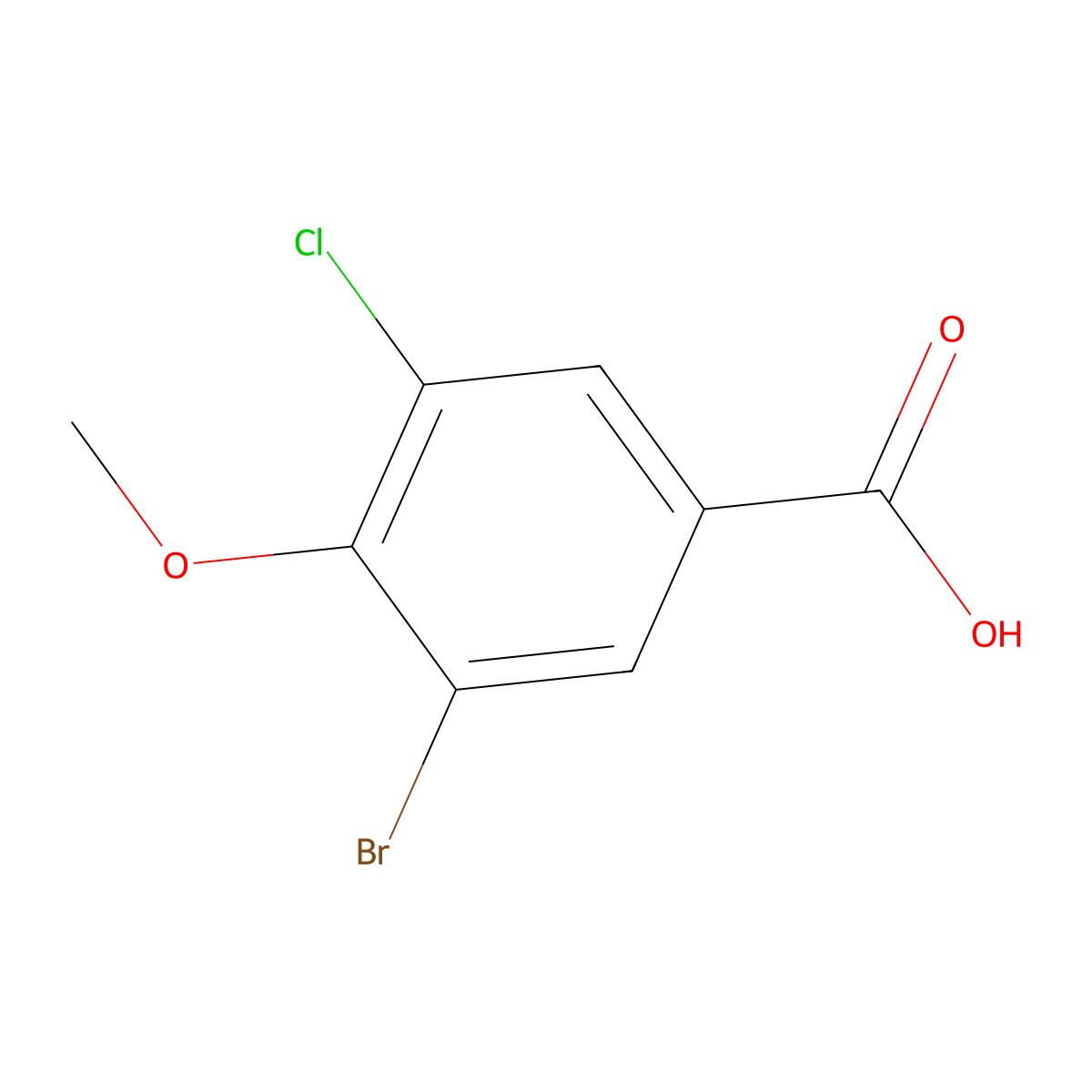 3-Bromo-5-chloro-4-methoxybenzoic acid molecular structure, CAS 1092308-33-2