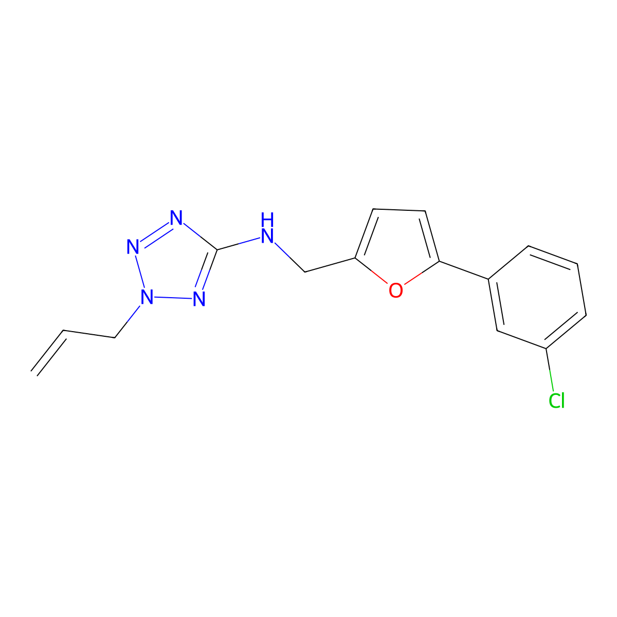 2-allyl-N-{[5-(3-chlorophenyl)-2-furyl]methyl}-2H-tetrazol-5-amine molecular structure, CAS 1092308-70-7