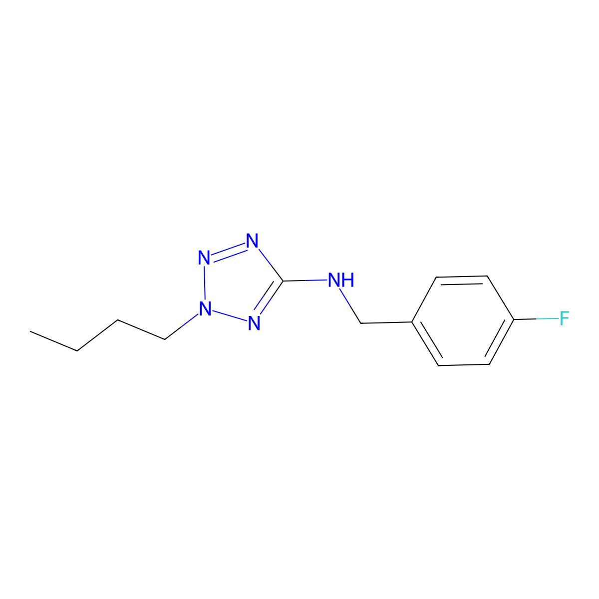 2-butyl-N-(4-fluorobenzyl)-2H-tetraazol-5-amine molecular structure, CAS 1092308-94-5