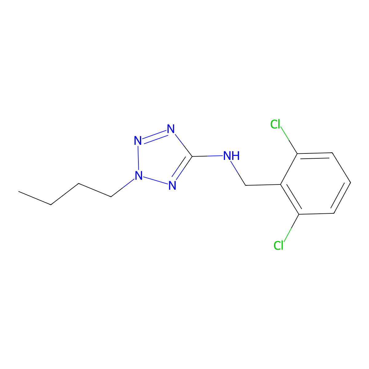 N-(2-butyl-2H-tetraazol-5-yl)-N-(2,6-dichlorobenzyl)amine molecular structure, CAS 1092309-10-8