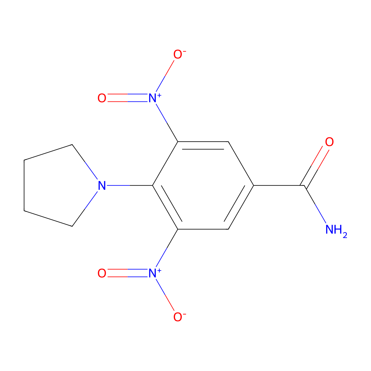 3,5-Dinitro-4-(pyrrolidin-1-yl)benzamide molecular structure, CAS 1092309-88-0