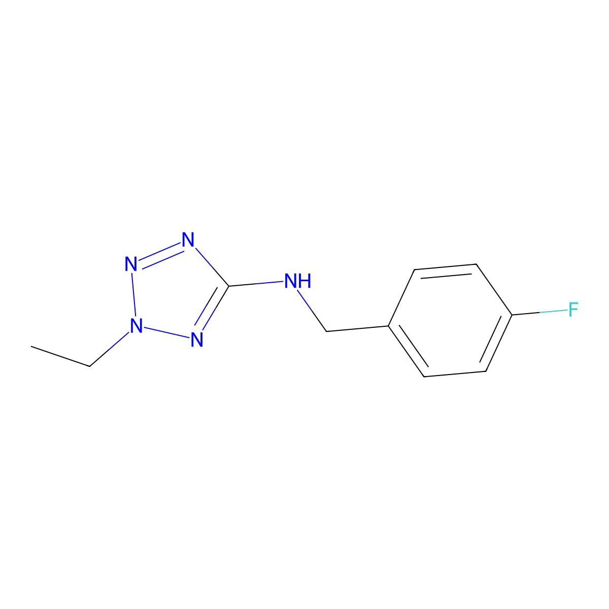 2-ethyl-N-(4-fluorobenzyl)-2H-tetrazol-5-amine molecular structure, CAS 1092309-89-1