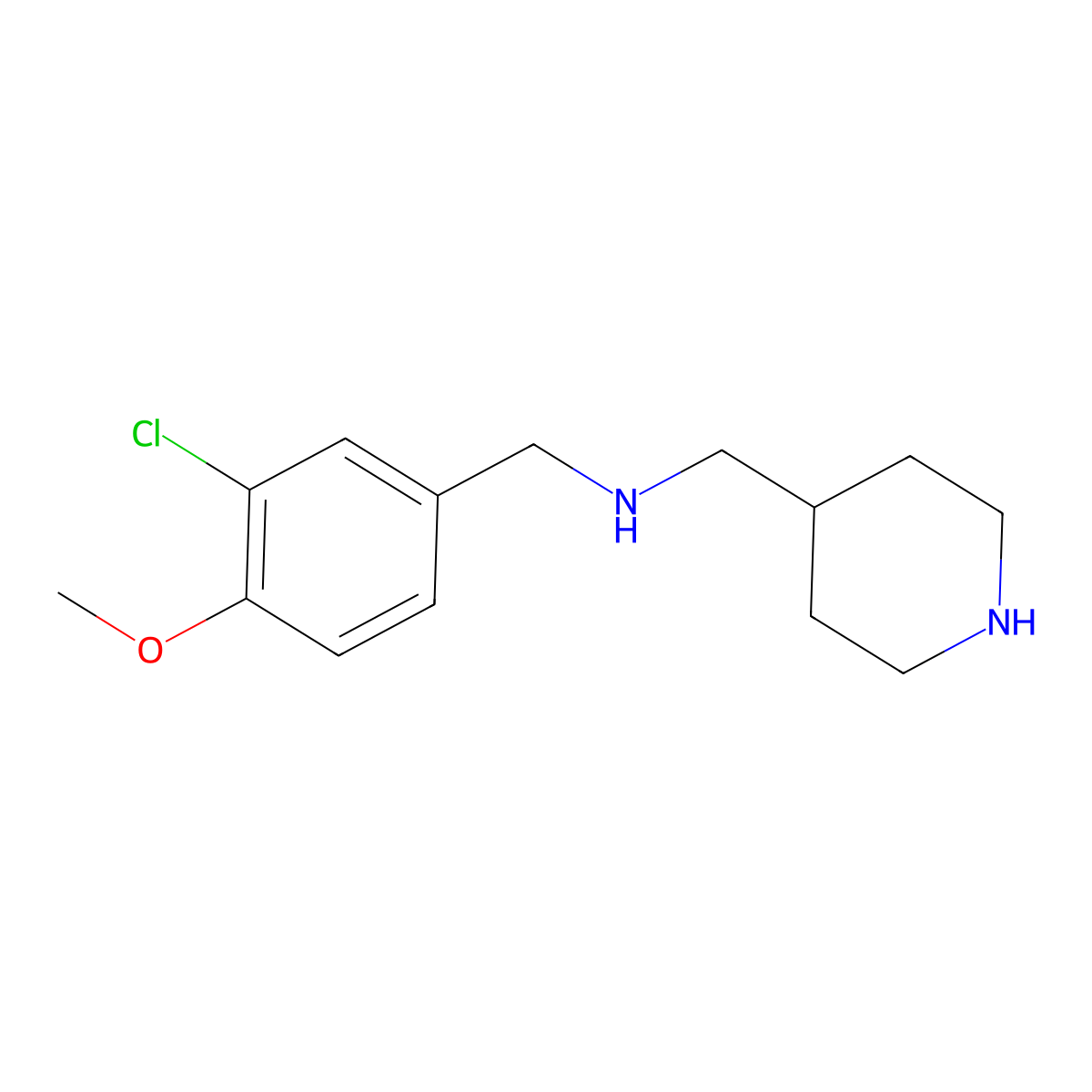 N-(3-chloro-4-methoxybenzyl)-N-(4-piperidinylmethyl)amine molecular structure, CAS 1092311-03-9