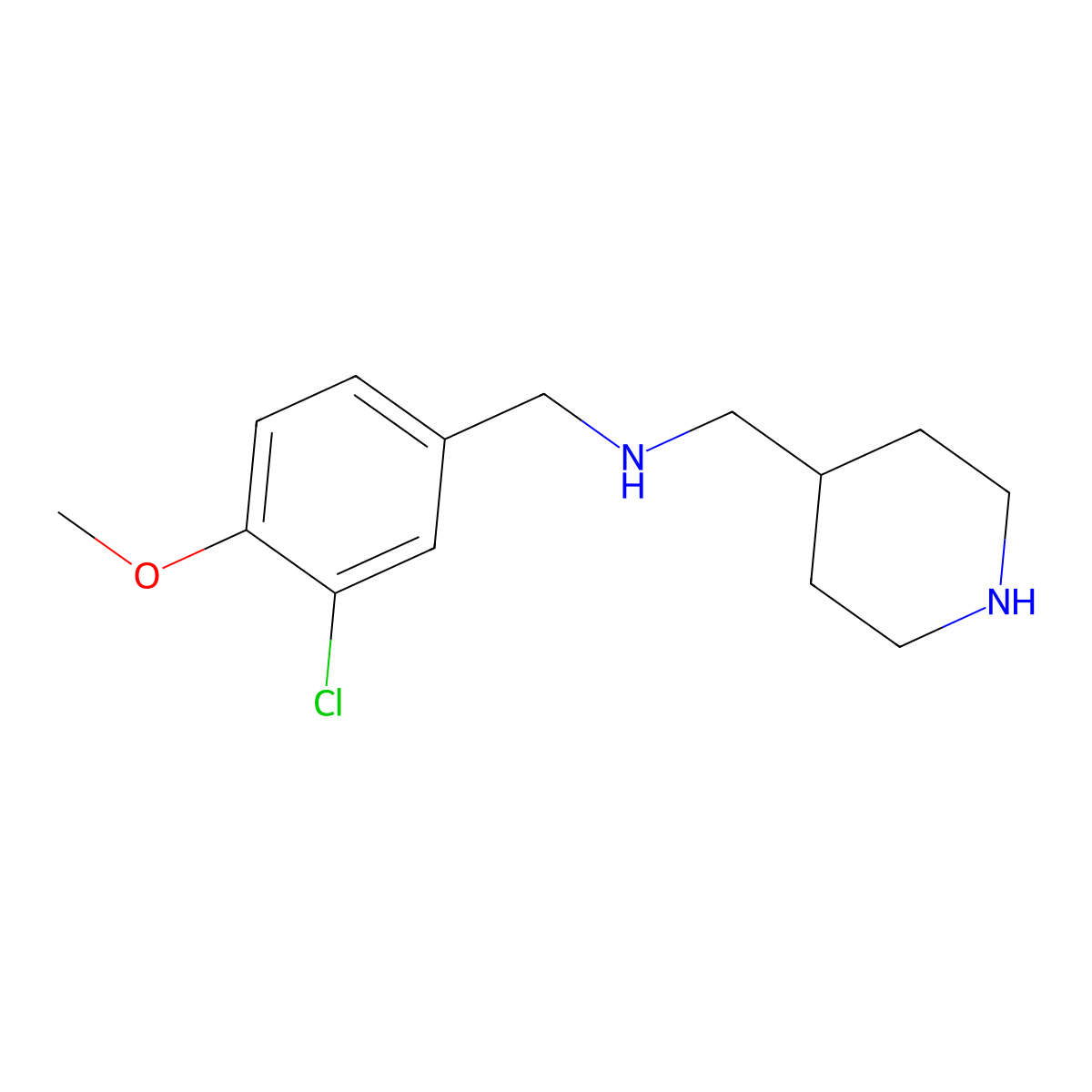 N-(3-chloro-4-methoxybenzyl)-N-(4-piperidinylmethyl)amine molecular structure, CAS 1092311-03-9
