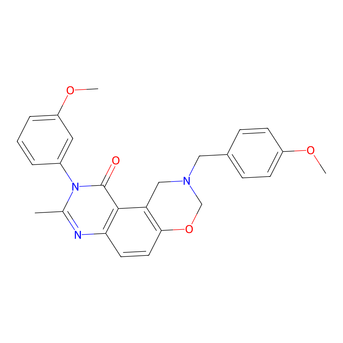 2-(4-methoxybenzyl)-9-(3-methoxyphenyl)-8-methyl-2,3-dihydro-1H-[1,3]oxazino[5,6-f]quinazolin-10(9H)-one molecular structure, CAS 1092317-39-9