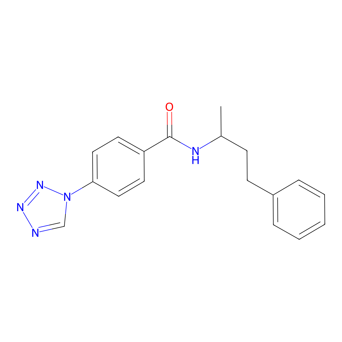 N-(4-phenylbutan-2-yl)-4-(1H-tetrazol-1-yl)benzamide molecular structure, CAS 1092318-29-0