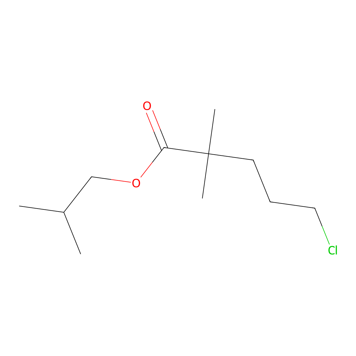 2-Methylpropyl 5-chloro-2,2-dimethylpentanoate molecular structure, CAS 109232-37-3
