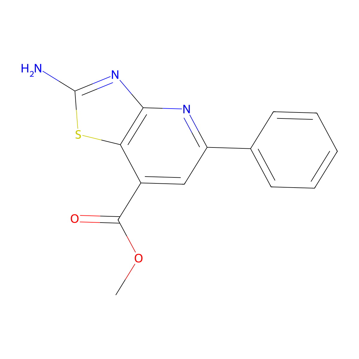 Methyl 2-amino-5-phenyl-[1,3]thiazolo[4,5-b]pyridine-7-carboxylate molecular structure, CAS 1092325-50-2