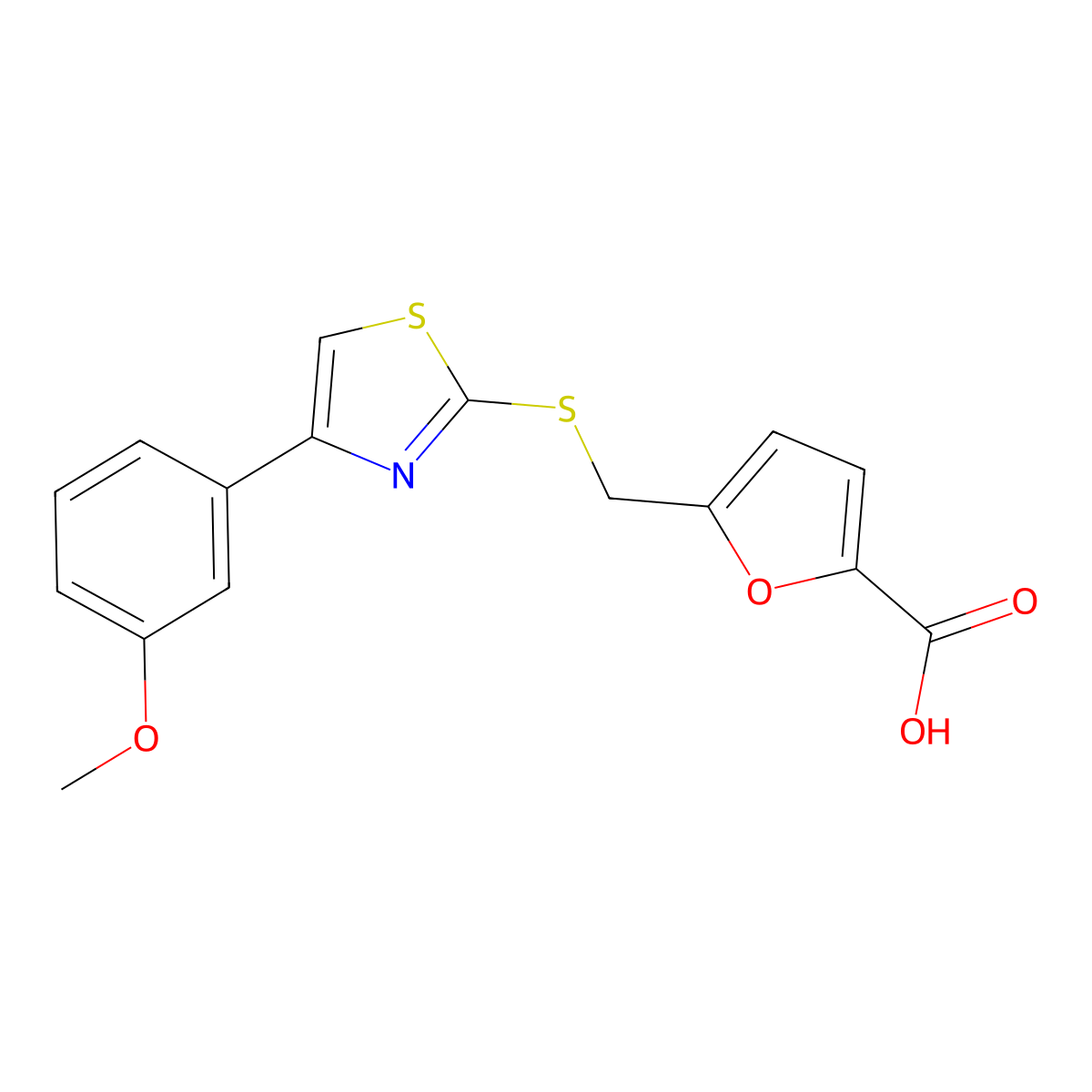 5-({[4-(3-Methoxyphenyl)-1,3-thiazol-2-yl]sulfanyl}methyl)furan-2-carboxylic acid molecular structure, CAS 1092328-49-8