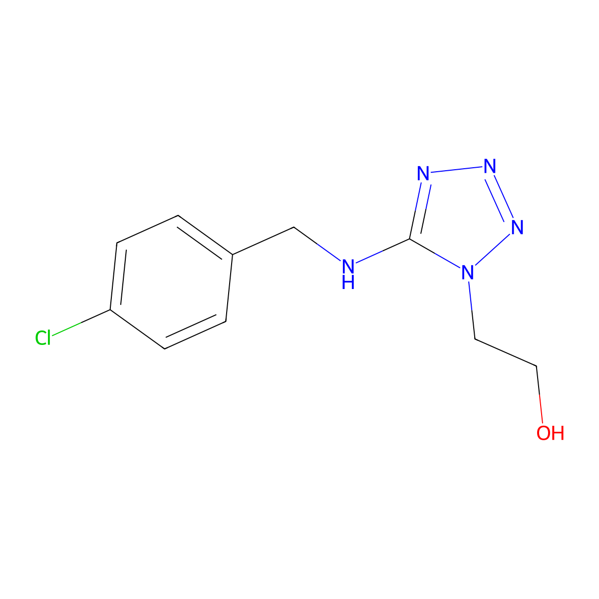 2-{5-[(4-chlorobenzyl)amino]-1H-tetraazol-1-yl}ethanol molecular structure, CAS 1092329-82-2