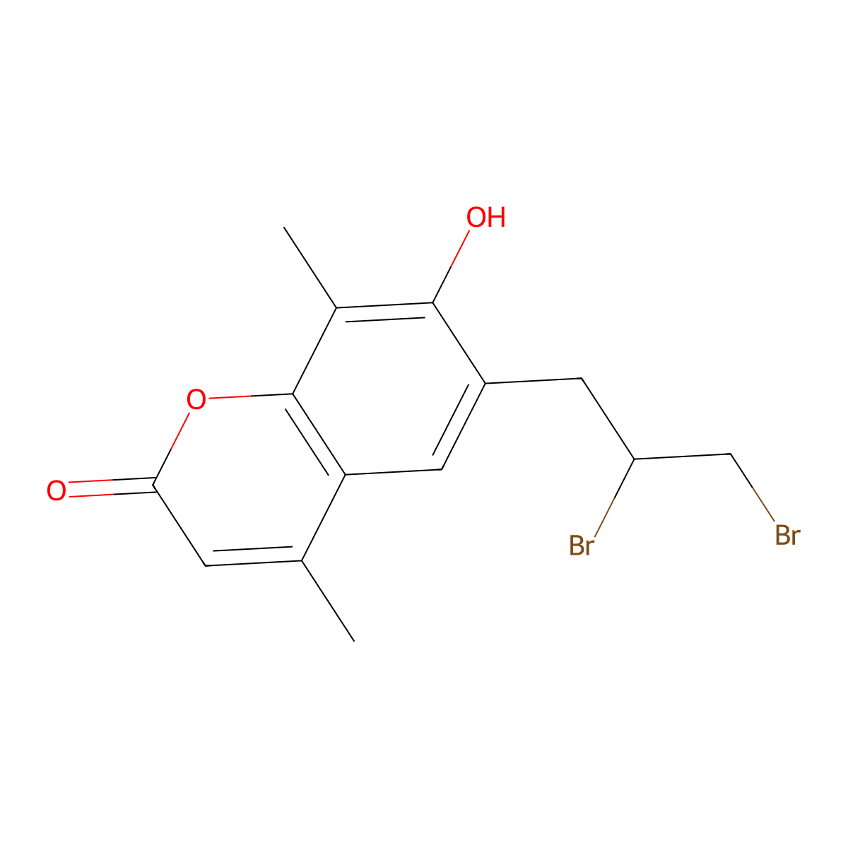 6-(2,3-dibromopropyl)-7-hydroxy-4,8-dimethyl-2H-chromen-2-one molecular structure, CAS 1092331-81-1