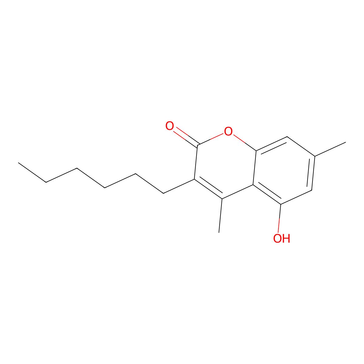 3-hexyl-5-hydroxy-4,7-dimethyl-2H-chromen-2-one molecular structure, CAS 1092331-85-5