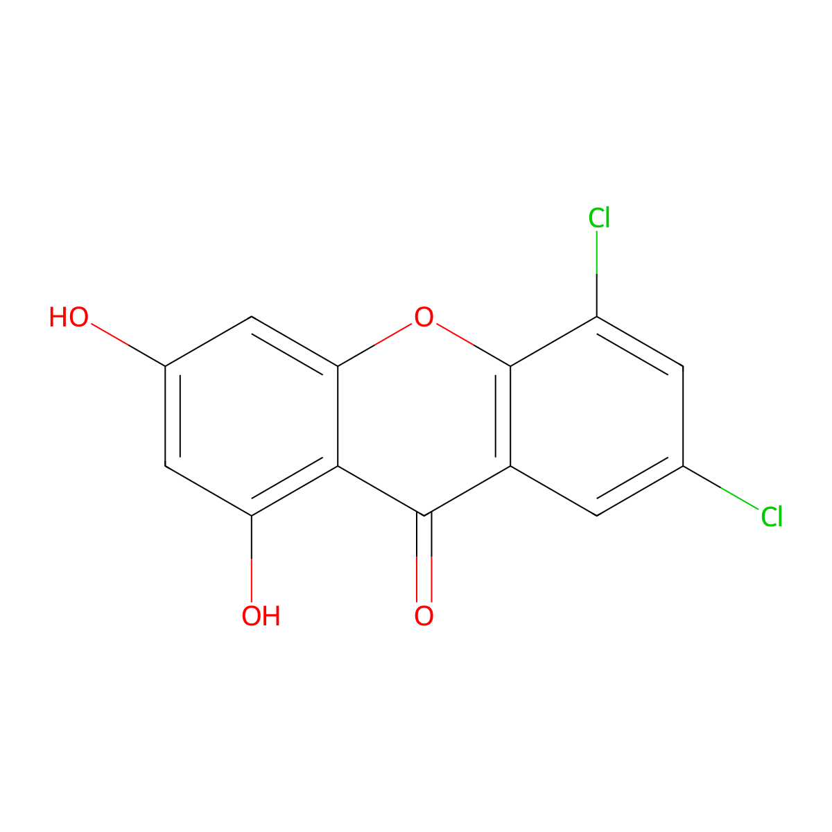 5,7-dichloro-1,3-dihydroxy-9H-xanthen-9-one molecular structure, CAS 1092332-61-0
