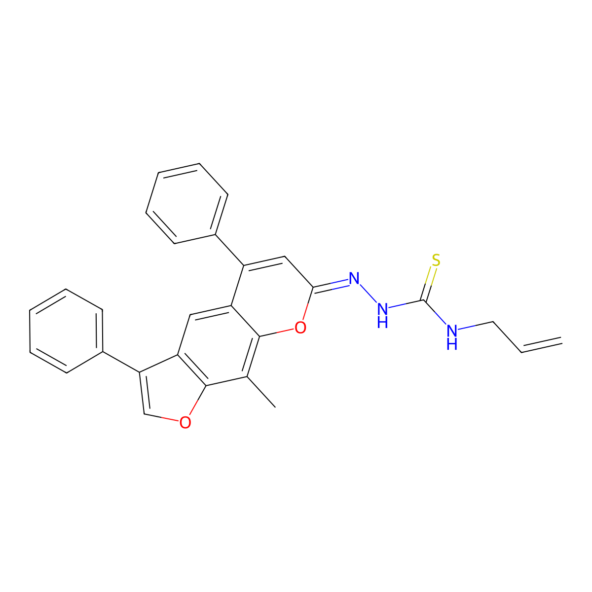 2-(9-Methyl-3,5-diphenyl-7H-furo[3,2-g][1]benzopyran-7-ylidene)-N-2-propen-1-ylhydrazinecarbothioamide molecular structure, CAS 1092333-03-3