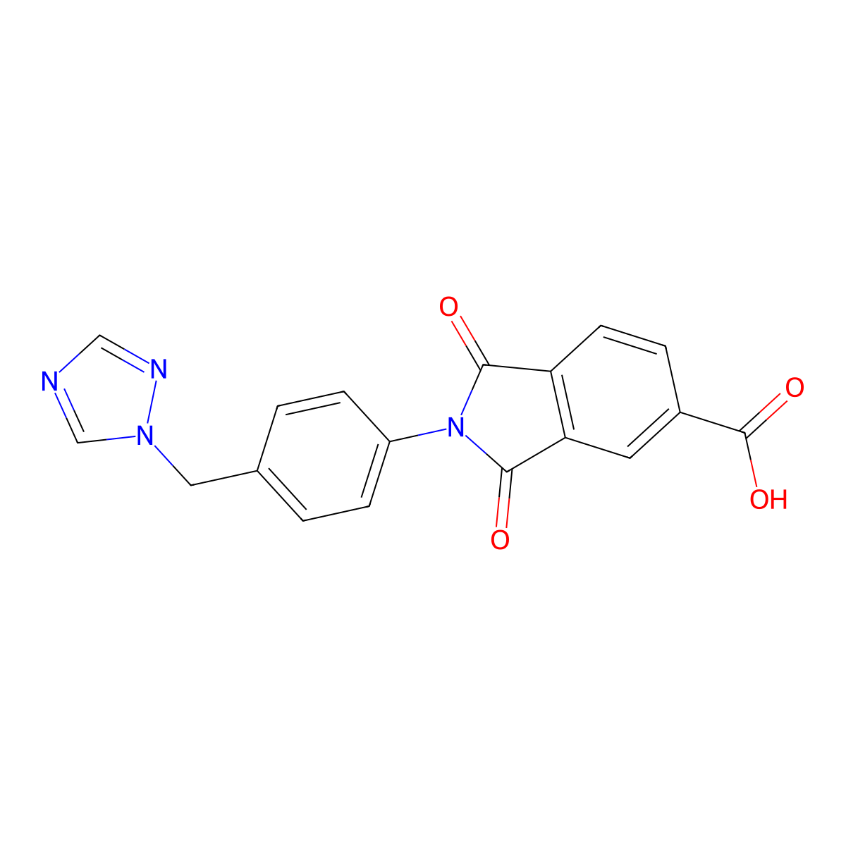 1,3-dioxo-2-[4-(1H-1,2,4-triazol-1-ylmethyl)phenyl]isoindoline-5-carboxylic acid molecular structure, CAS 1092333-06-6