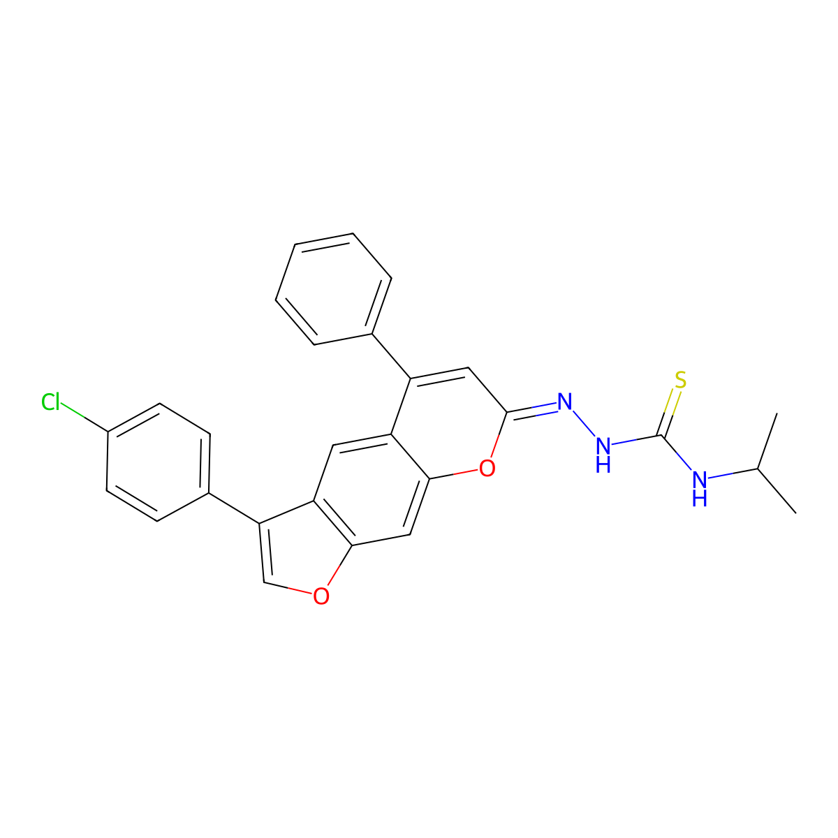 2-[3-(4-Chlorophenyl)-5-phenyl-7H-furo[3,2-g][1]benzopyran-7-ylidene]-N-(1-methylethyl)hydrazinecarbothioamide molecular structure, CAS 1092333-07-7