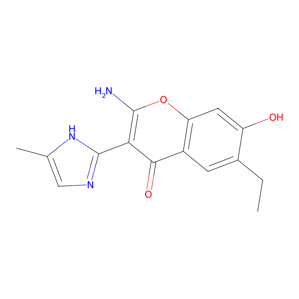 2-amino-6-ethyl-7-hydroxy-3-(4-methyl-1H-imidazol-2-yl)-4H-chromen-4-one molecular structure, CAS 1092333-30-6