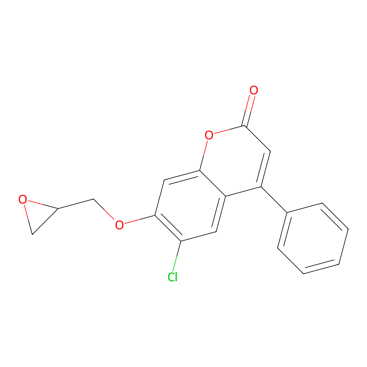 6-chloro-7-(oxiran-2-ylmethoxy)-4-phenyl-2H-chromen-2-one molecular structure, CAS 1092333-60-2