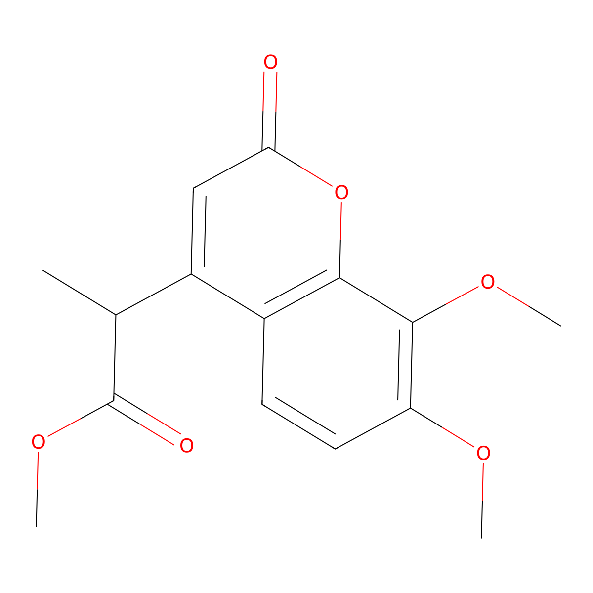 methyl 2-(7,8-dimethoxy-2-oxo-2H-chromen-4-yl)propanoate molecular structure, CAS 1092333-72-6
