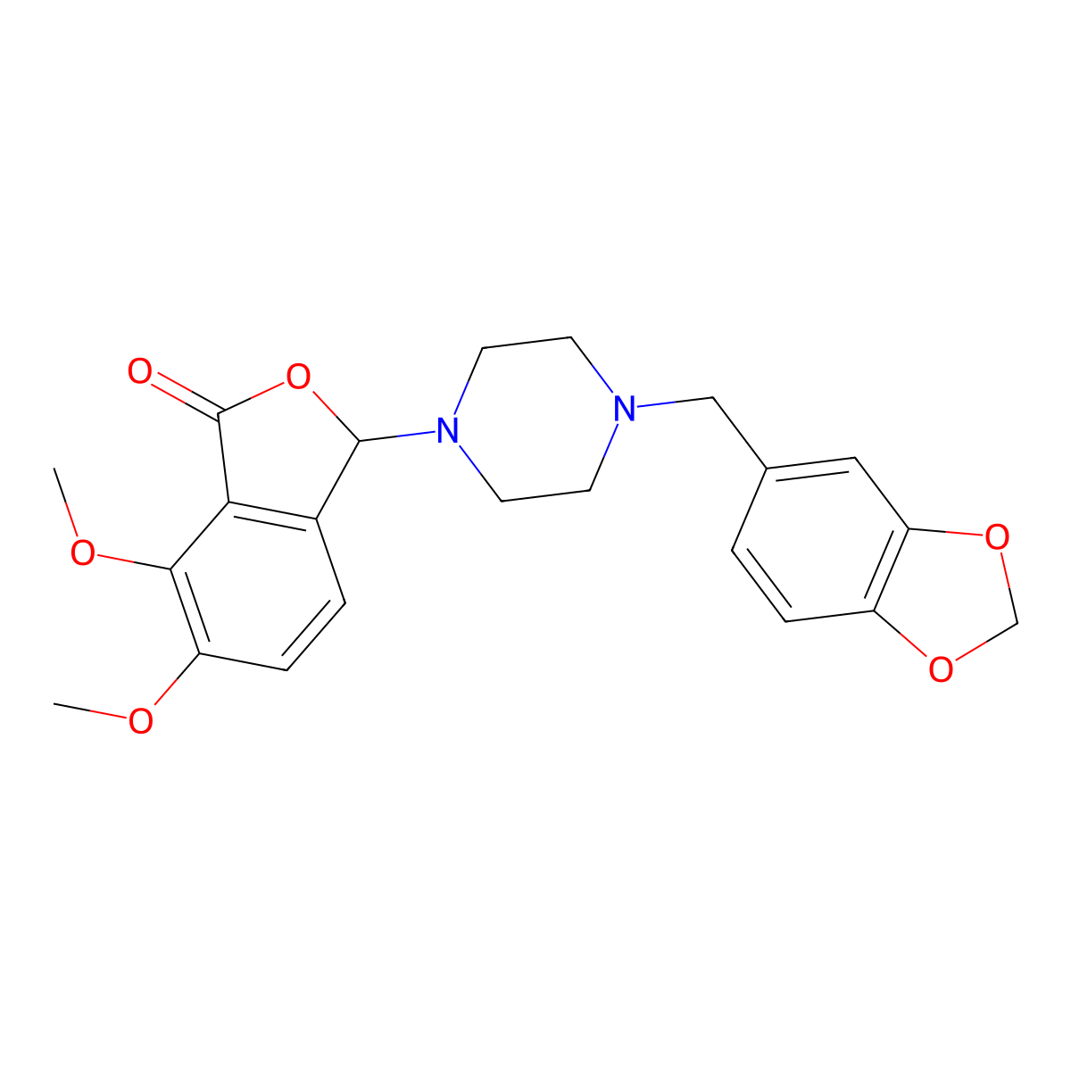 3-[4-(1,3-benzodioxol-5-ylmethyl)piperazin-1-yl]-6,7-dimethoxy-2-benzofuran-1(3H)-one molecular structure, CAS 1092337-00-2