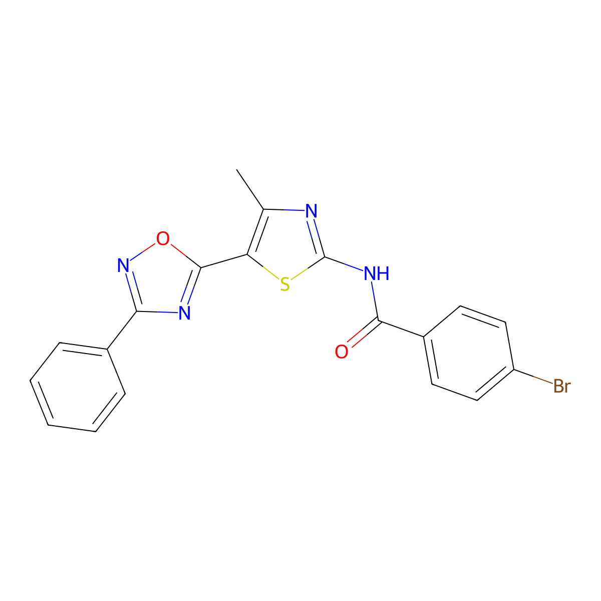 4-bromo-N-[(2E)-4-methyl-5-(3-phenyl-1,2,4-oxadiazol-5-yl)-1,3-thiazol-2(3H)-ylidene]benzamide molecular structure, CAS 1092338-12-9