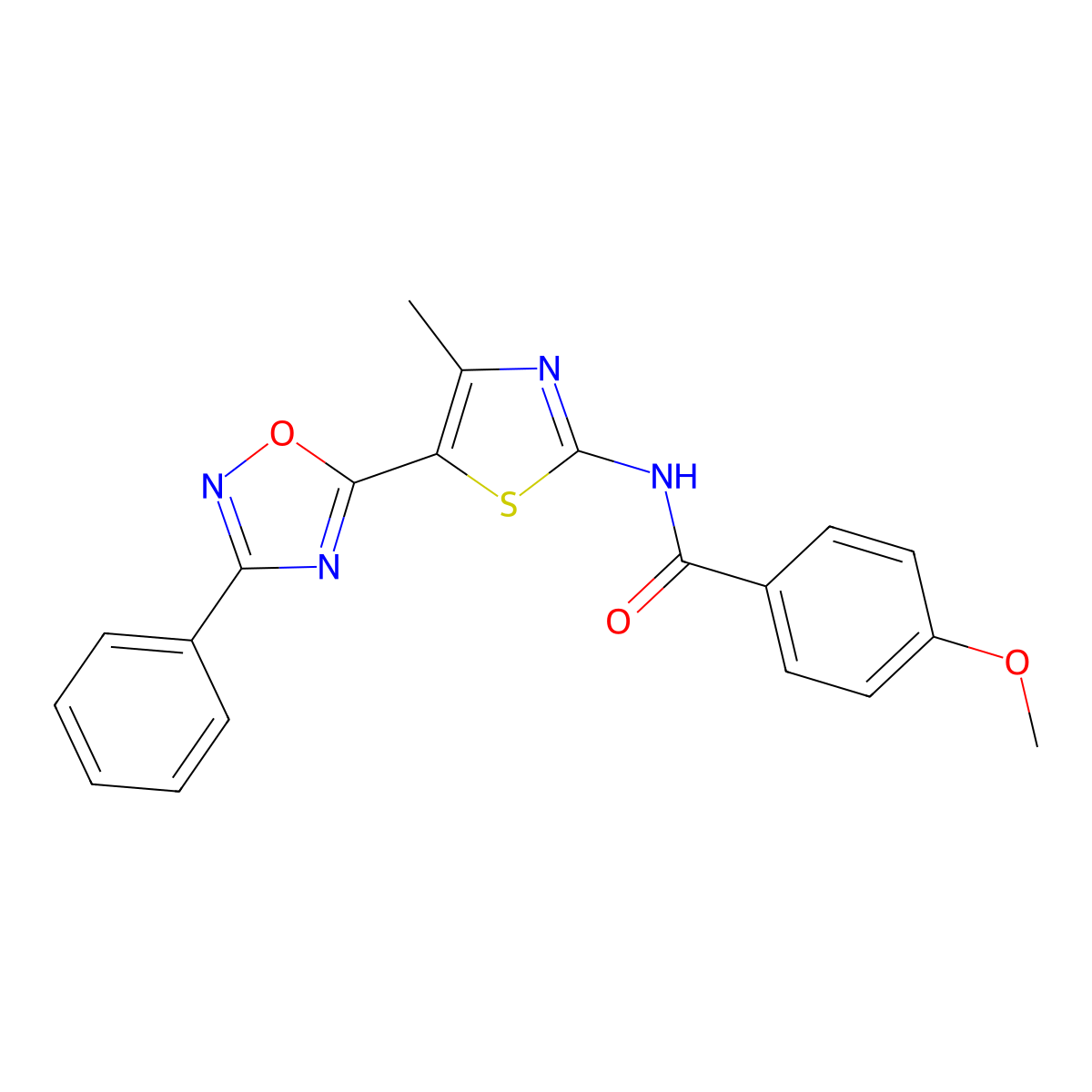 4-methoxy-N-[(2E)-4-methyl-5-(3-phenyl-1,2,4-oxadiazol-5-yl)-1,3-thiazol-2(3H)-ylidene]benzamide molecular structure, CAS 1092338-69-6