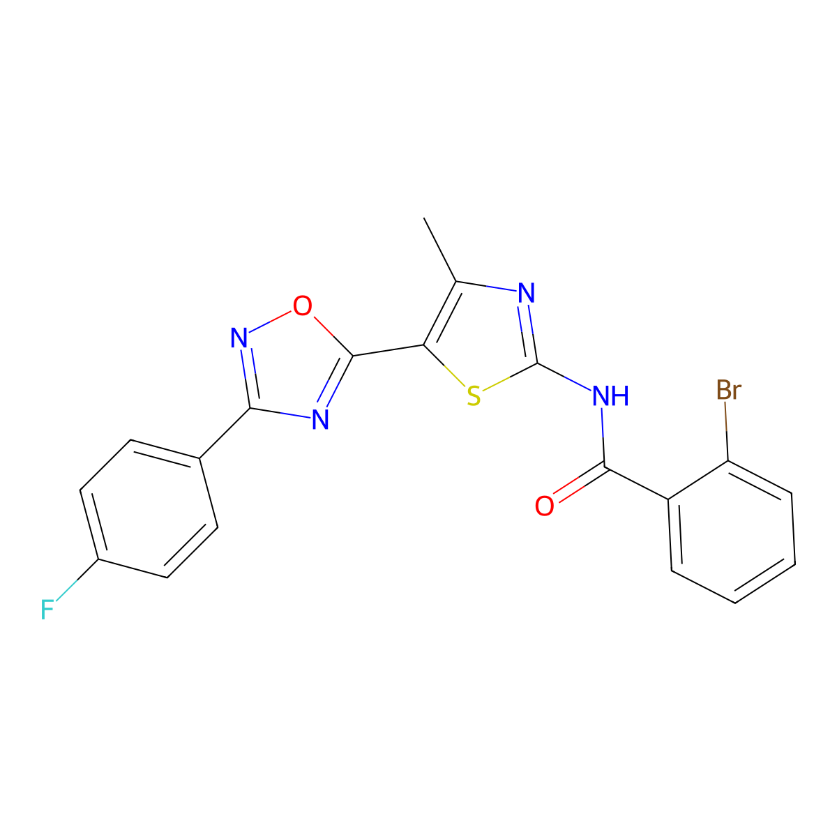2-bromo-N-[(2Z)-5-[3-(4-fluorophenyl)-1,2,4-oxadiazol-5-yl]-4-methyl-1,3-thiazol-2(3H)-ylidene]benzamide molecular structure, CAS 1092338-84-5