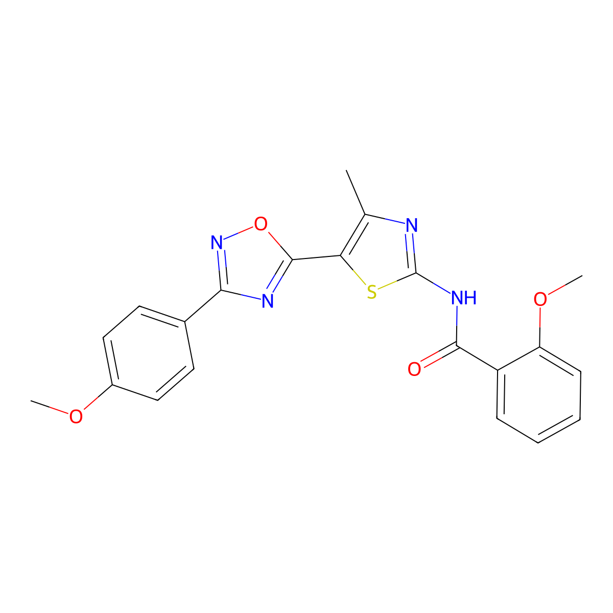 2-methoxy-N-[(2Z)-5-[3-(4-methoxyphenyl)-1,2,4-oxadiazol-5-yl]-4-methyl-1,3-thiazol-2(3H)-ylidene]benzamide molecular structure, CAS 1092338-90-3