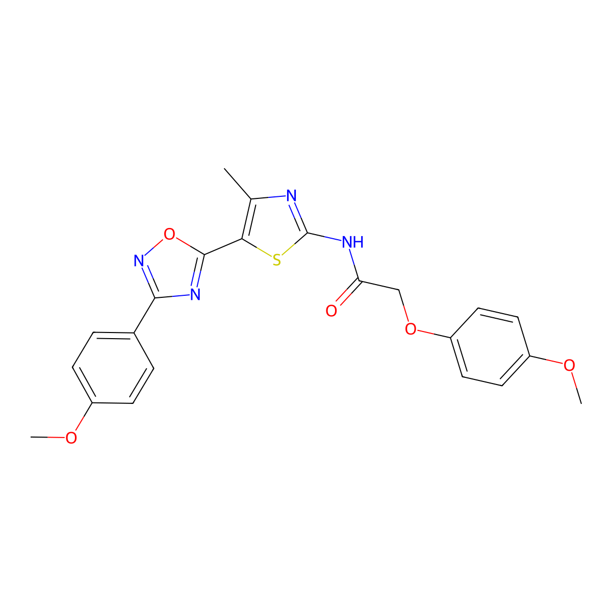 2-(4-methoxyphenoxy)-N-[(2Z)-5-[3-(4-methoxyphenyl)-1,2,4-oxadiazol-5-yl]-4-methyl-1,3-thiazol-2(3H)-ylidene]acetamide molecular structure, CAS 1092338-96-9