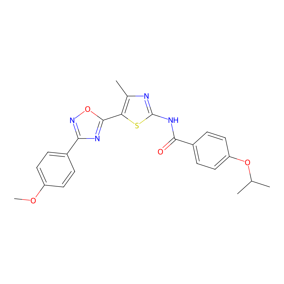 N-[(2Z)-5-[3-(4-methoxyphenyl)-1,2,4-oxadiazol-5-yl]-4-methyl-1,3-thiazol-2(3H)-ylidene]-4-(propan-2-yloxy)benzamide molecular structure, CAS 1092339-33-7