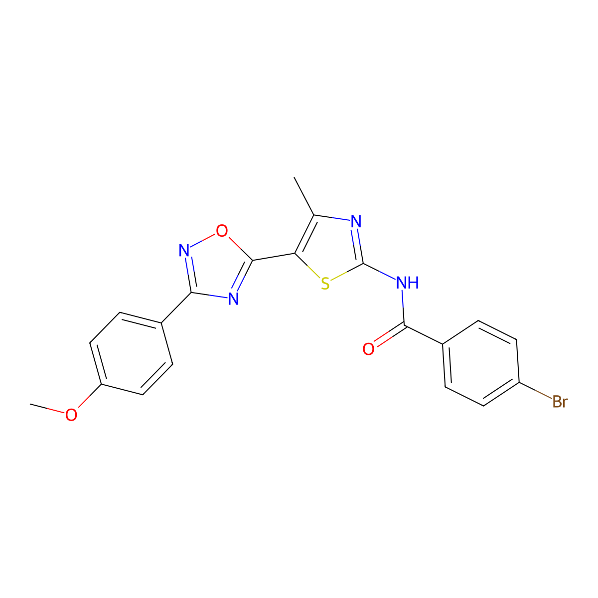 4-bromo-N-[(2Z)-5-[3-(4-methoxyphenyl)-1,2,4-oxadiazol-5-yl]-4-methyl-1,3-thiazol-2(3H)-ylidene]benzamide molecular structure, CAS 1092339-36-0