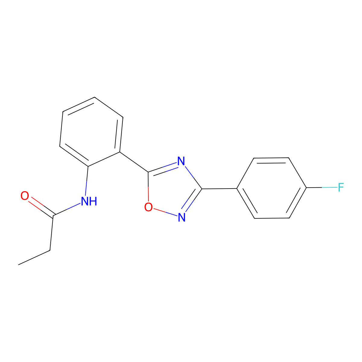 N-{2-[3-(4-fluorophenyl)-1,2,4-oxadiazol-5-yl]phenyl}propanamide molecular structure, CAS 1092341-16-6