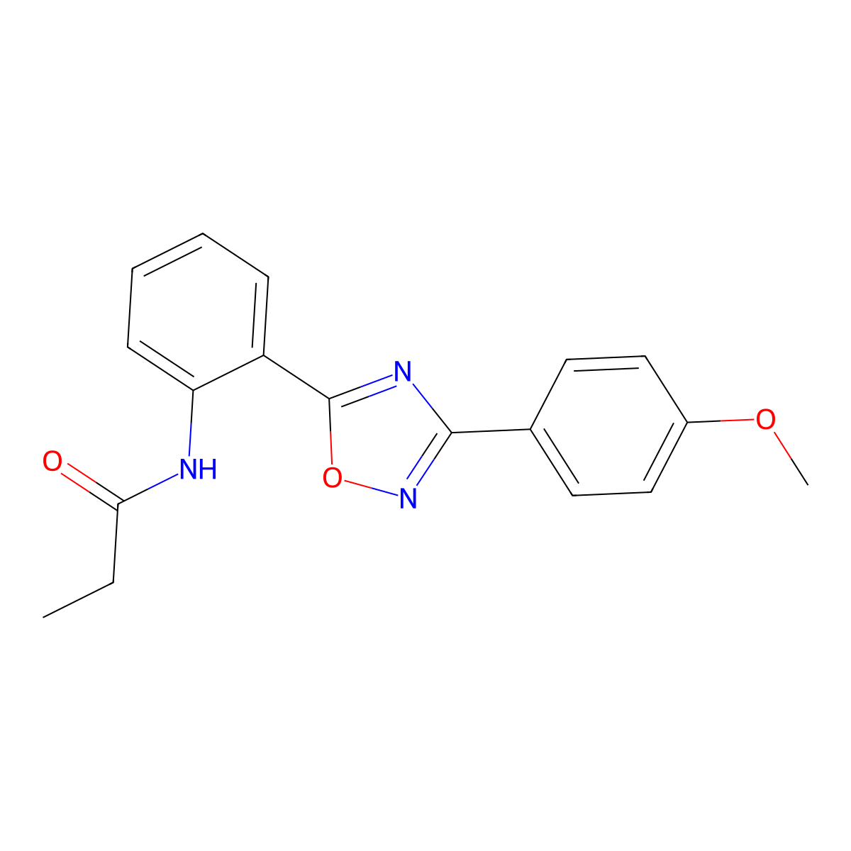 N-{2-[3-(4-methoxyphenyl)-1,2,4-oxadiazol-5-yl]phenyl}propanamide molecular structure, CAS 1092341-18-8