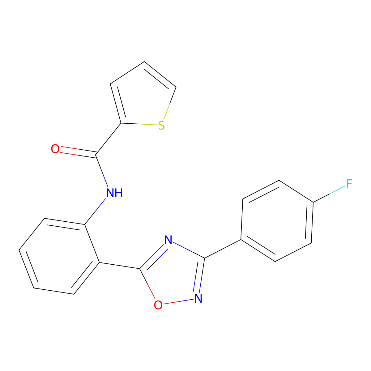 N-{2-[3-(4-fluorophenyl)-1,2,4-oxadiazol-5-yl]phenyl}thiophene-2-carboxamide molecular structure, CAS 1092341-52-0