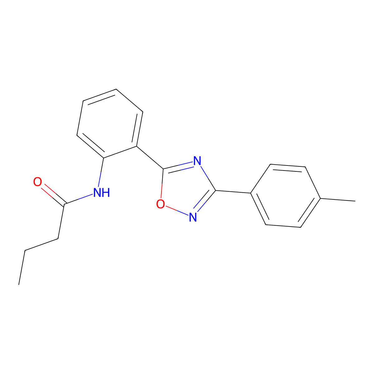 N-{2-[3-(4-methylphenyl)-1,2,4-oxadiazol-5-yl]phenyl}butanamide molecular structure, CAS 1092341-70-2