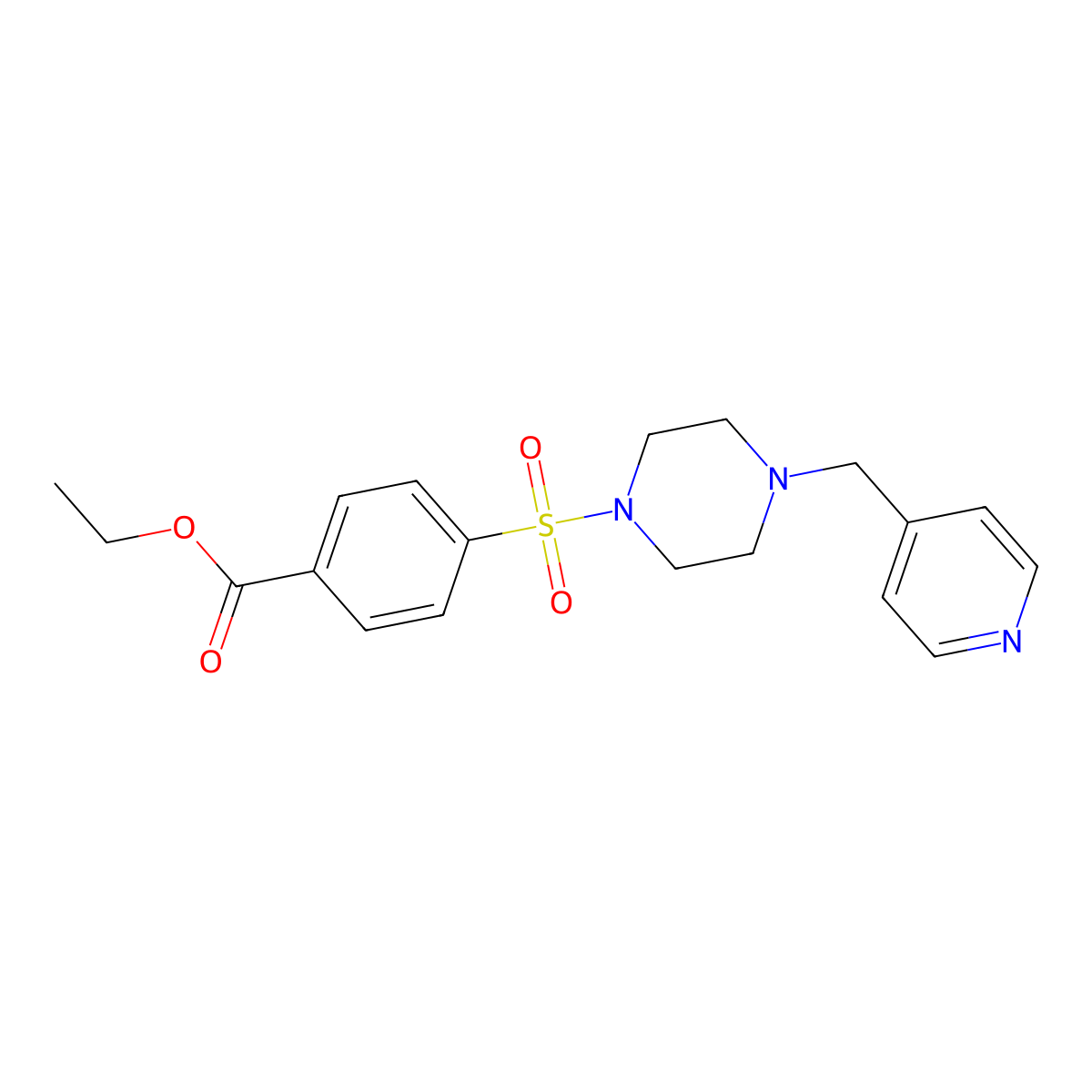 Ethyl 4-{[4-(pyridin-4-ylmethyl)piperazin-1-yl]sulfonyl}benzoate molecular structure, CAS 1092342-53-4