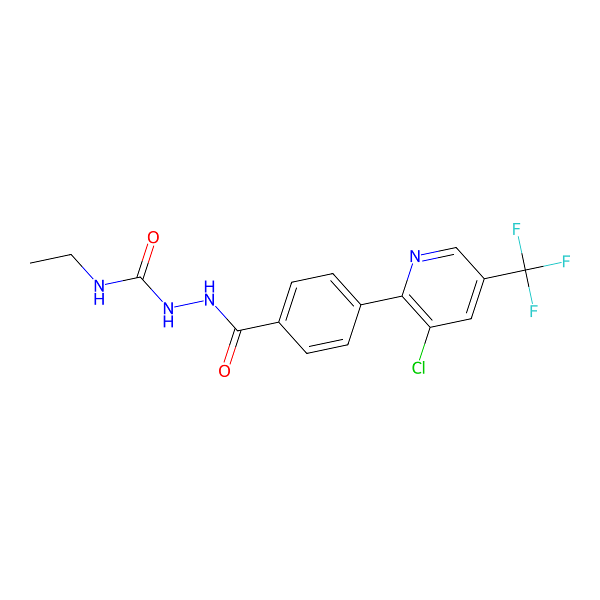 4-[3-chloro-5-(trifluoromethyl)pyridin-2-yl]-N-[(ethylcarbamoyl)amino]benzamide molecular structure, CAS 1092343-40-2
